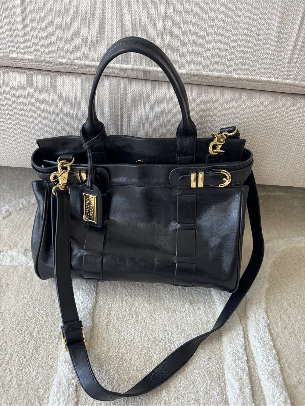 Badgley Mischka Leather Purse with Gold Hardware
